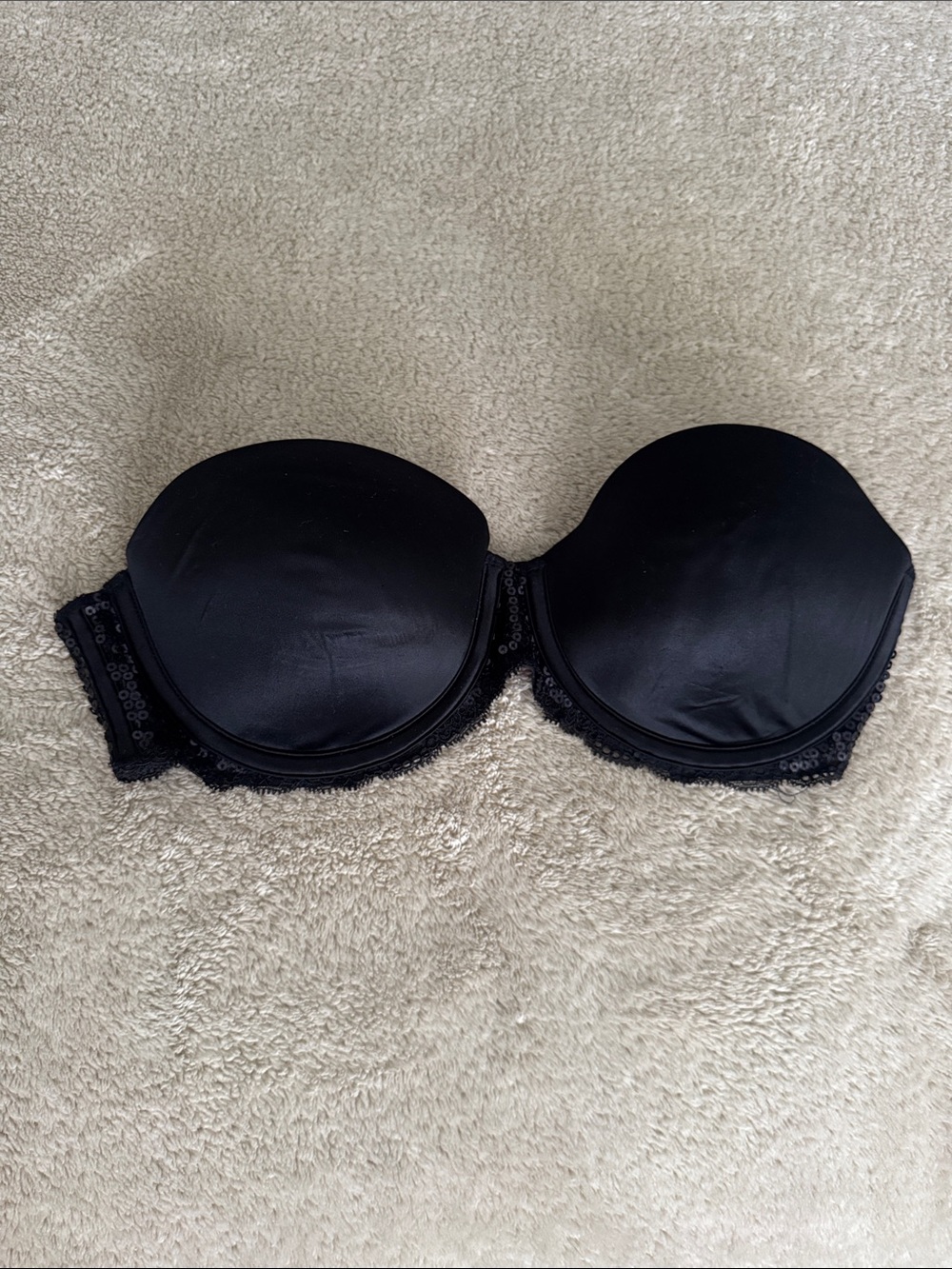 Black sparkle Strapless Push-Up Bra - 36B